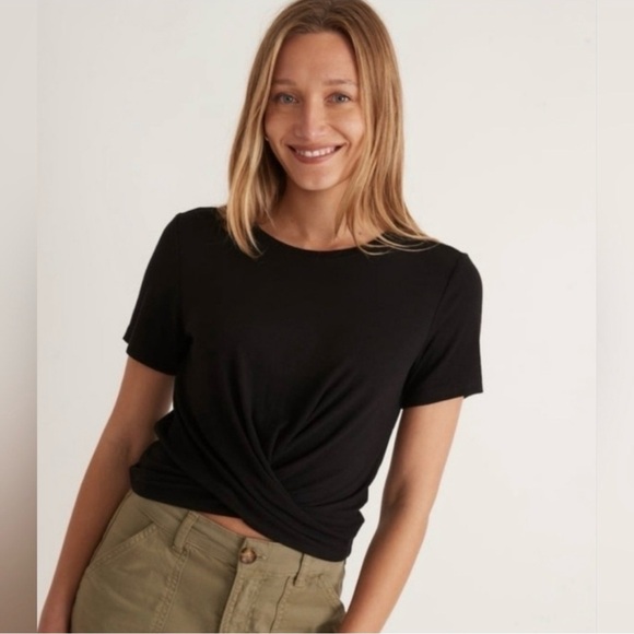 Marine Layer Tops - Marine Layer Black Twist Front Tee size xs